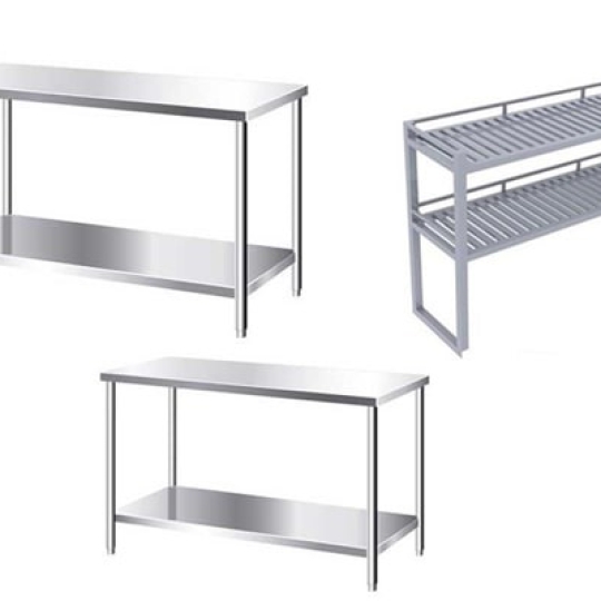 bàn kệ inox 2 tầng